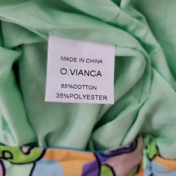 Lightweight Abstract Pleated High-waist Wide Leg Palazzo Pants O.VIANCA Size S - Picture 11 of 12